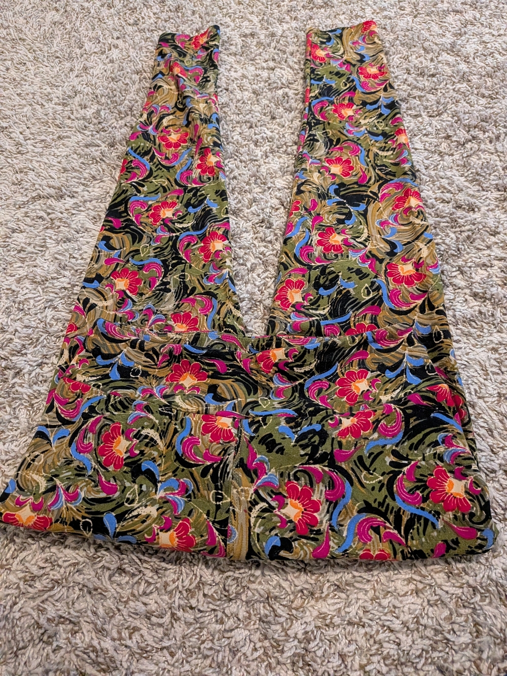 LuLaRoe multicolor floral print top - olive, pink, blue